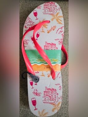 Gina Group-Coastal Beach Summer Vibe Coral Strap Printed Flip Flops